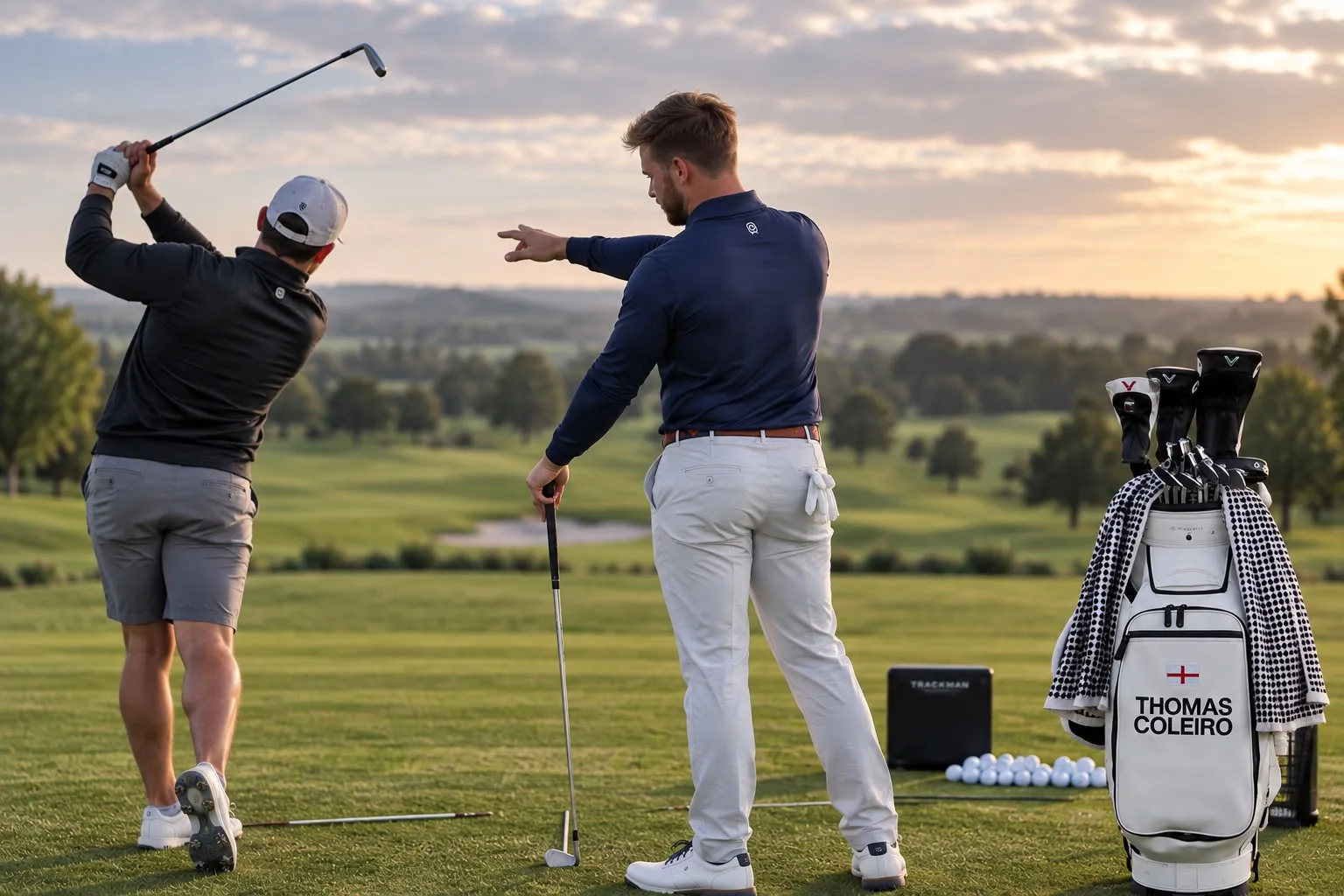 Thomas Coleiro guiding a golfer through the swing